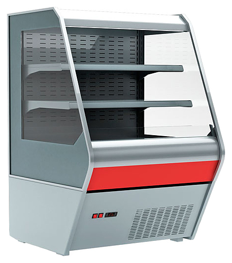 Витрина холодильная F13-07 VM 1,0-2( Carboma 1260/700 ВХСп-1,0)(0011-3020 боковины сер пластик, декор красный)