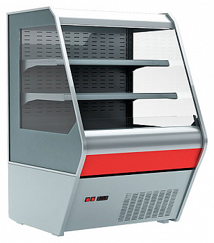Витрина холодильная F13-07 VM 1,0-2( Carboma 1260/700 ВХСп-1,0)(0011-3020 боковины сер пластик, декор красный)